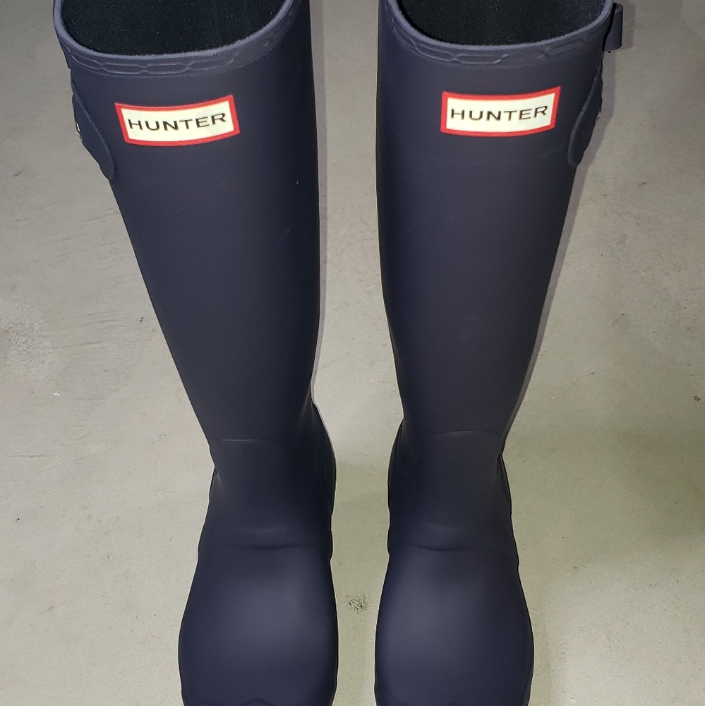 Hunter Original Tall Waterproof Rain Boot purple sz (5) MSRP $160 NEW - Picture 5 of 13
